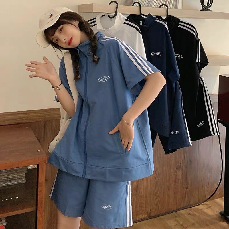 [Kèm Video+ Ảnh Thật] Set Áo + Quần Sọc - Áo thun tay lỡ form rộng Unisex 38-65kg Nam Nữ