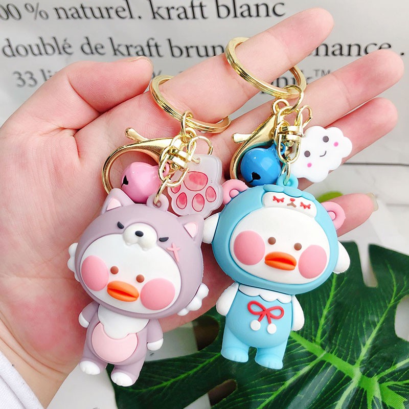 Móc khóa hoạt hình Vịt Con kèm chuông cute