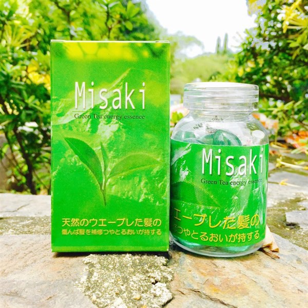 Tinh dầu dưỡng tóc Misaki trà xanh giúp tóc bóng mượt hộp 30 viên