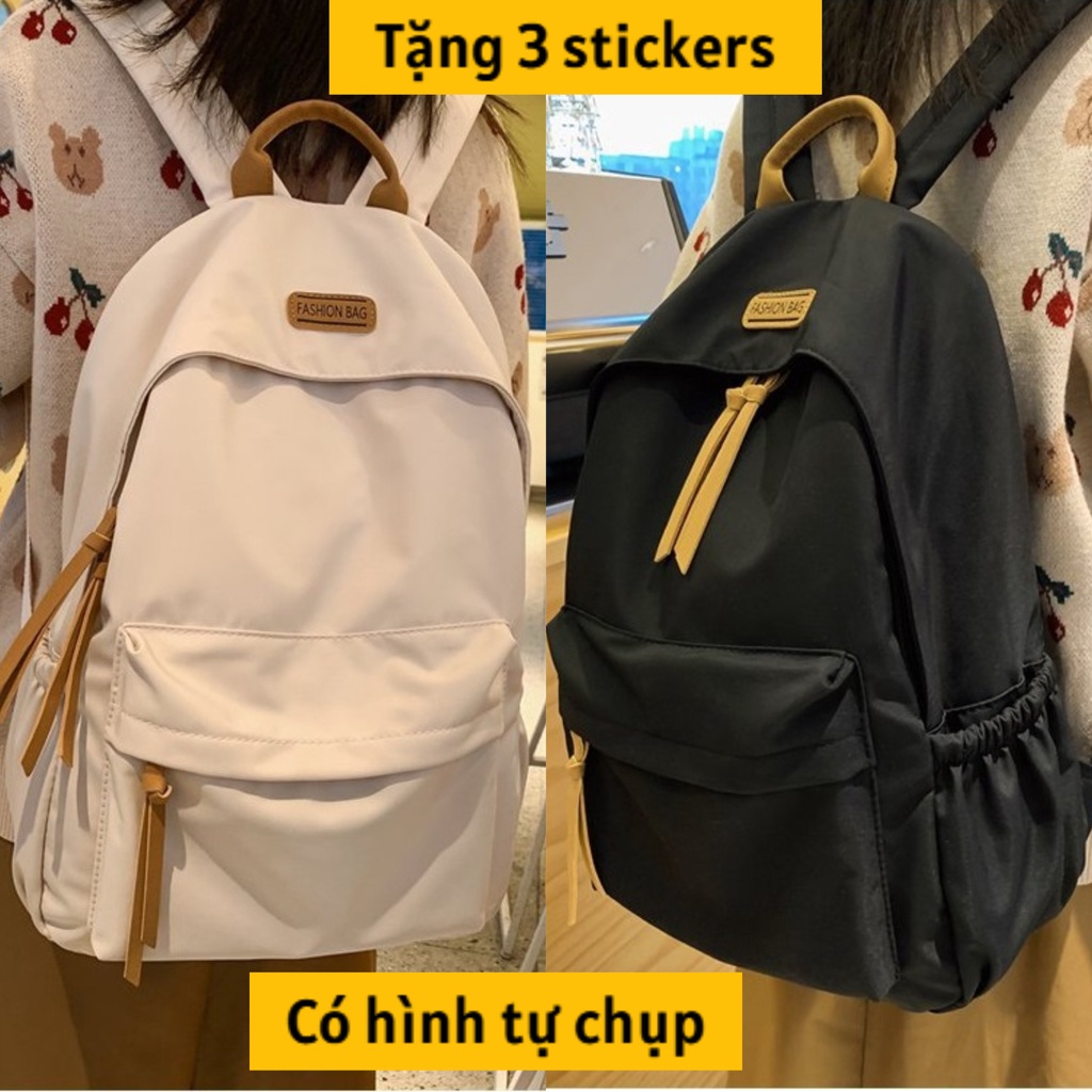 Balo ulzzang nữ vải mềm mịn chắc chắn, đựng lap 15inch, TẶNG 3 STICKERS