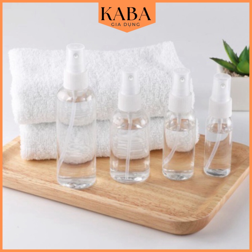 Chai xịt phun sương, lọ chiết mỹ phẩm, tinh dầu, dung dịch sát khuẩn trong suốt dung tích 30ml - 50ml - 100ml KABA