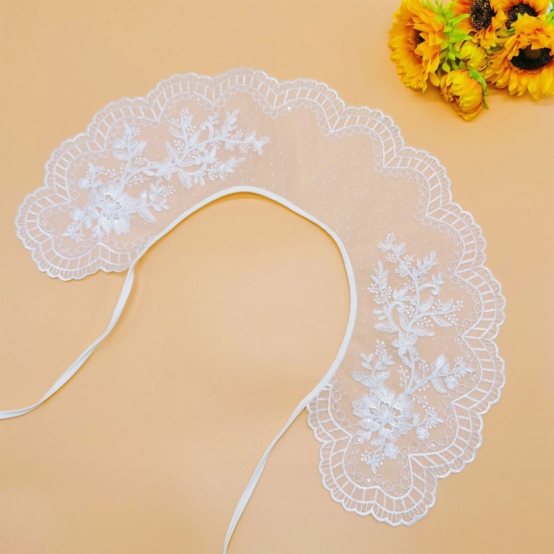 Cổ Áo Sơ Mi Giả Thêu Hoa Phối Ren Có Thể Tháo Rời Thời Trang Cho Nữ