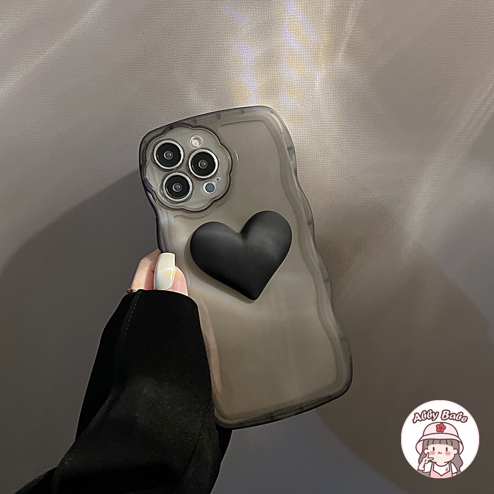 Ốp Điện Thoại TPU Dẻo Màu Đen Nhám Họa Tiết Trái Tim Đơn Giản Kèm Vòng Đeo Tay Cho IP 13 12 11 Pro Max X XS XR 8 7 Plus
