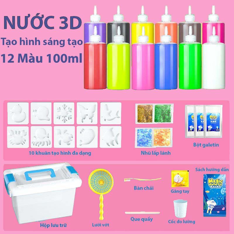 Bộ đồ chơi nước tạo hình 3d,  bộ kit đồ chơi khoa học thí nghiệm trẻ em, mô hình nước ma thuật cho bé