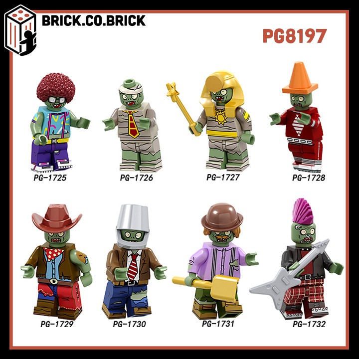 Trò Chơi Plant And Zombie Đồ Chơi Lắp Ráp Mô Hình Non LEGO và Minifigure Nhân Vật Zombie Hóa Trang Kinh Dị PG8197