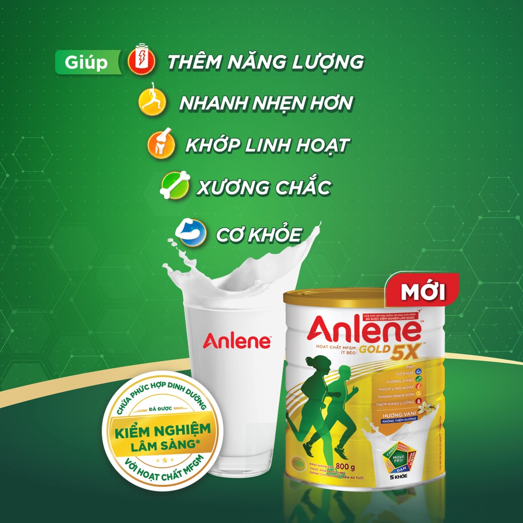 Sữa bột Anlene Gold 5X hương vani lon 800g (Trên 40 tuổi)