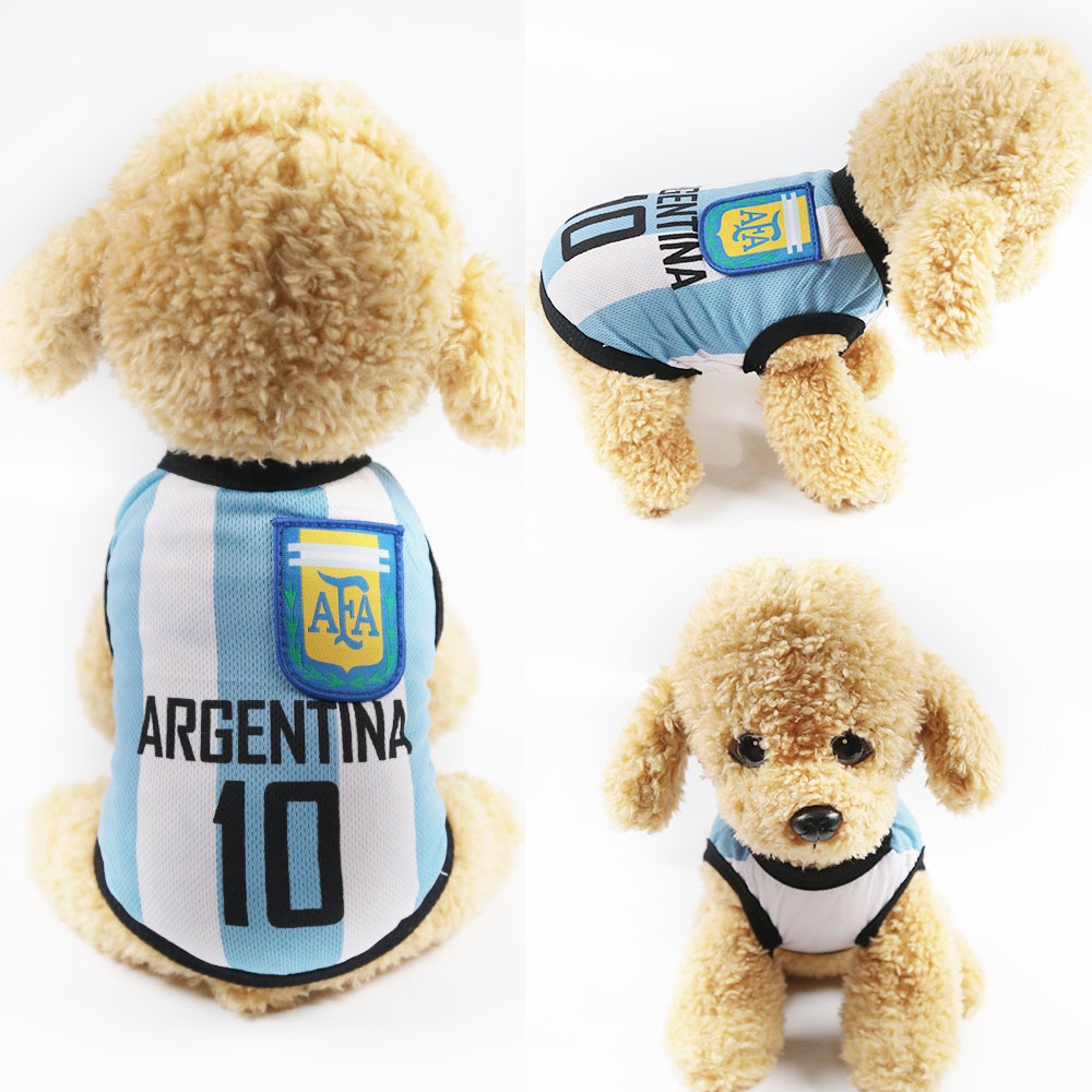 Áo cho chó mèo bóng đá thun ba lỗ thoáng mát, có nhiều màu, Quần áo thú cưng, cửa hàng thú cưng BaeYi