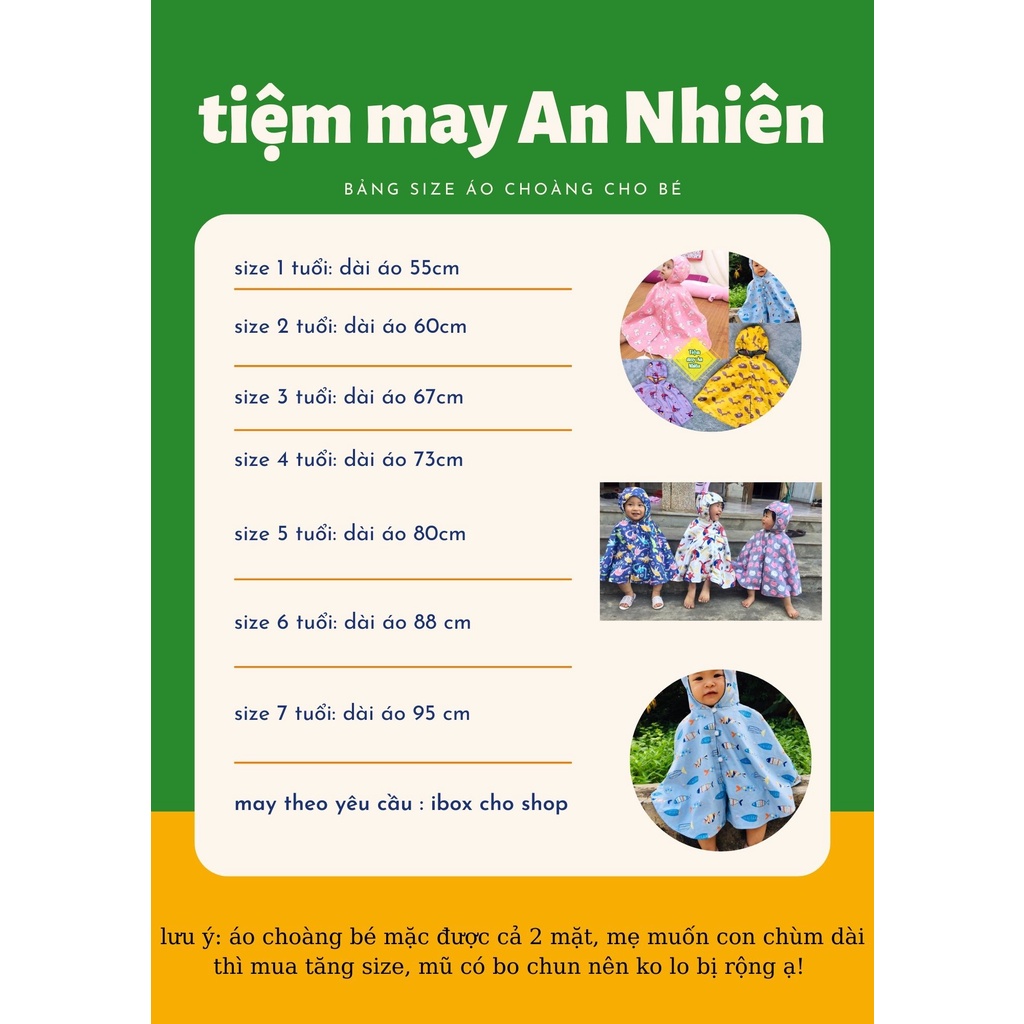 Áo choàng cho bé trai/ bé gái mặc 2 mặt chùm kín chân