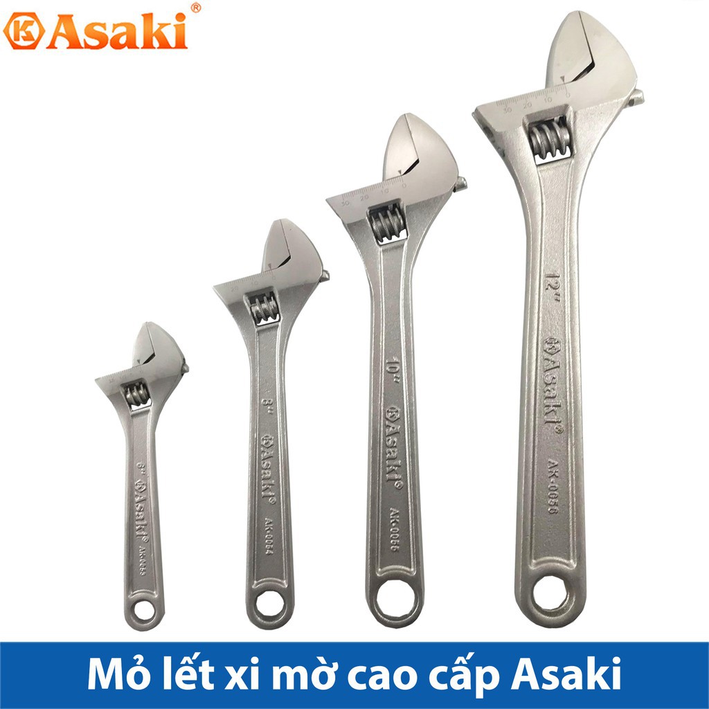 Mỏ lết xi mờ cao cấp Asaki thép CR-V độ bền cao giocongcu