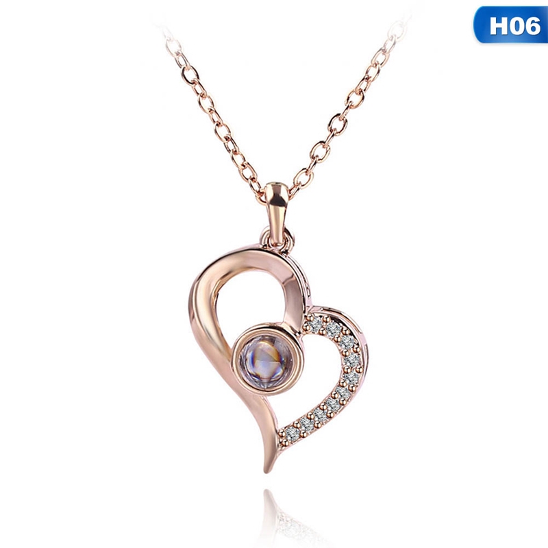 flowersqueen Dây Chuyền Mặt Trái Tim Khắc Chữ I Love You Bằng 100 Ngôn Ngữ