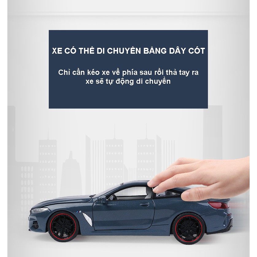 Mô hình xe BMW 840i Gran Coupe tỉ lệ 1:24 hãng Hengteng Model, khung hợp kim, thiết kế chi tiết sắc nét như thật