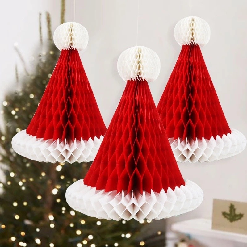 Lồng Đèn 20CM / 32.6CM Hình Nón Ông Già Noel / Giáng Sinh Dễ Thương Treo Trang Trí Nhà Cửa Tiệc Tùng L