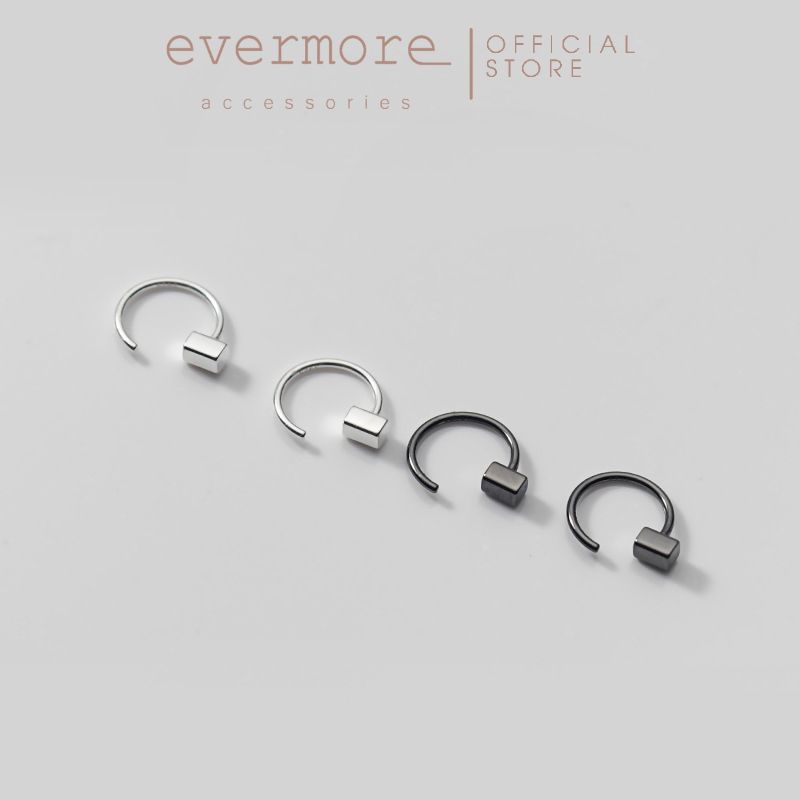 Bông tai bạc EVERMORE, khuyên tai tròn, hình vuông bạc ý 925 nguyên chất, phong cách thanh lịch, minimalism - H037