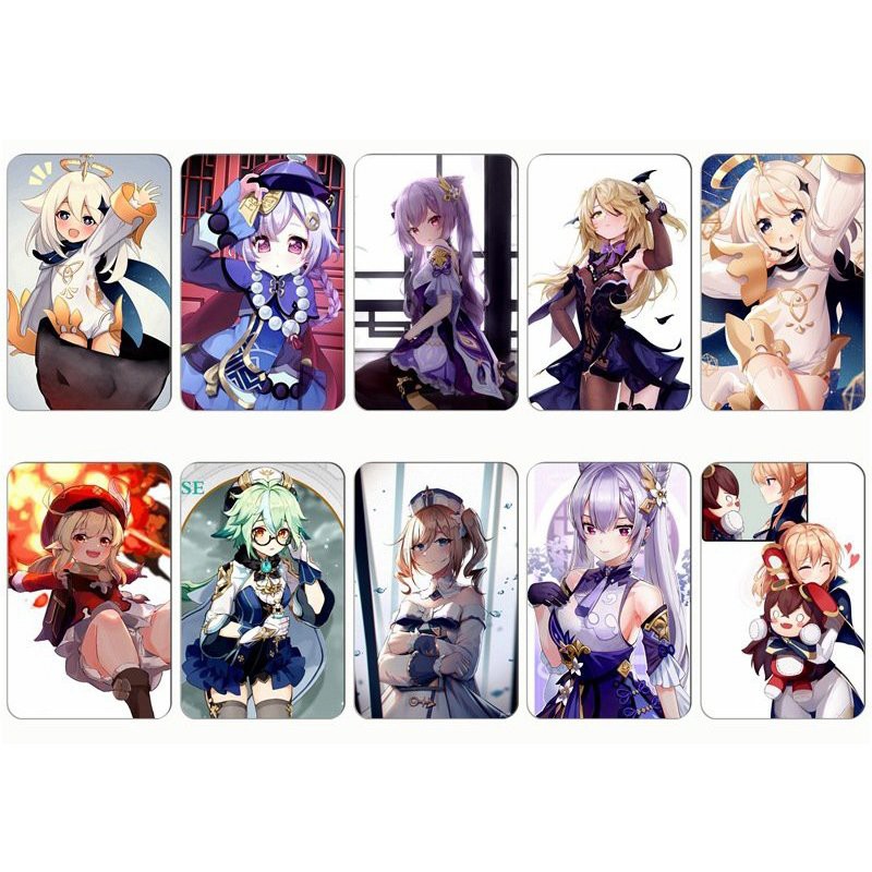 Set 10 ảnh dán in hình GENSHIN IMPACT tấm sticker trang trí nhãn dán anime chibi game xinh xắn độc đáo