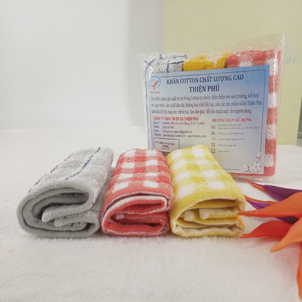 Khăn Tay Cotton Cao Câp Cho Bé Thiện Phú 25*25cm, Khăn Đa Năng BABI Bông Sợi Tự Nhiên Thấm Nước