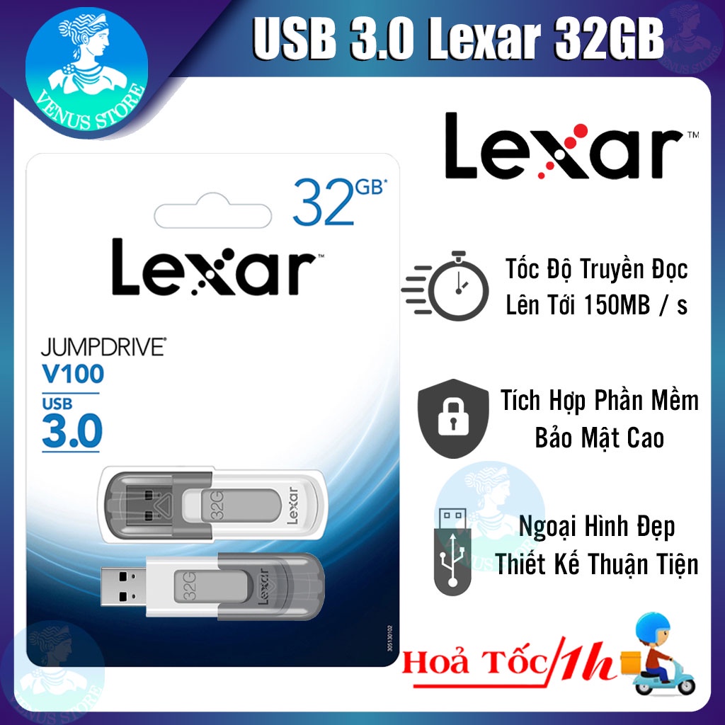 USB 32Gb Lexar Jumdrive S57 / V100 USB 3.0 - USB Máy Tính - USB Giá Rẻ Lexar