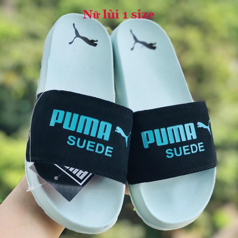 Dép unisex 𝐌𝐋𝐁 𝐏𝐔𝐌𝐀 ❤️FREESHIP + Hộp❤️ dép mlb bóng chày quai ngang thể thao nữ in PUMA Da Lộn, đế ip siêu bền, lót dày