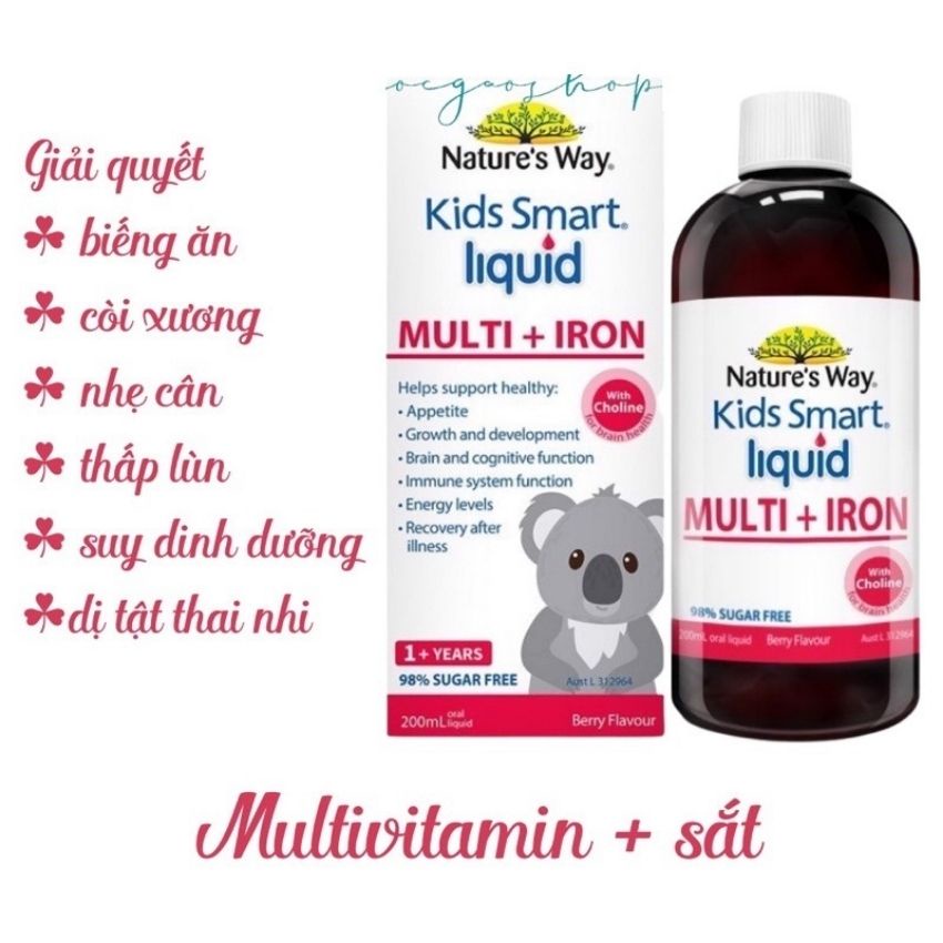 Kids Smart Multi Iron Liquid NTW, sắt nước 200ml, hàng Úc