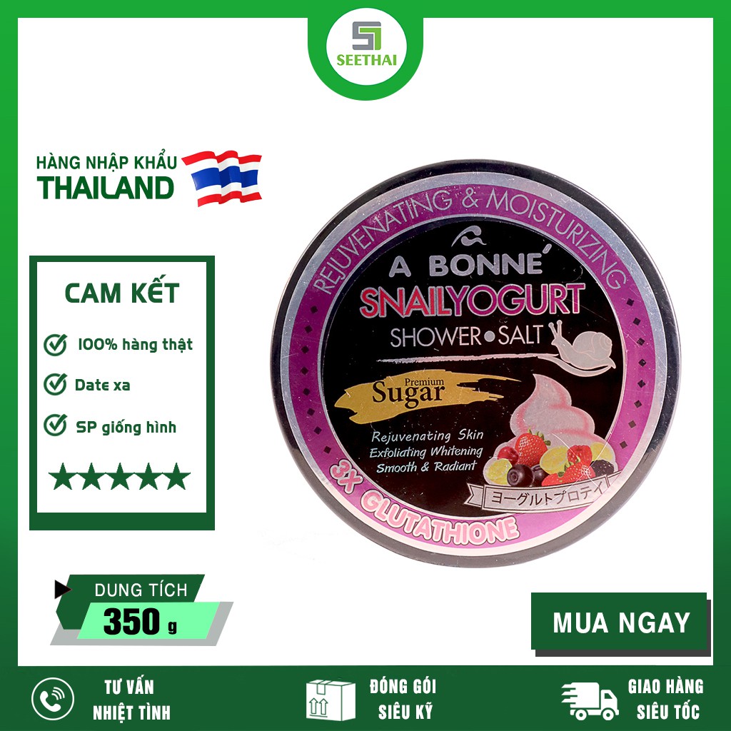 Gel muối tắm phục hồi da trẻ hóa Snaily Yogurt A BONNE Thái Lan 350gr - hũ - thu nhỏ lỗ chân lông