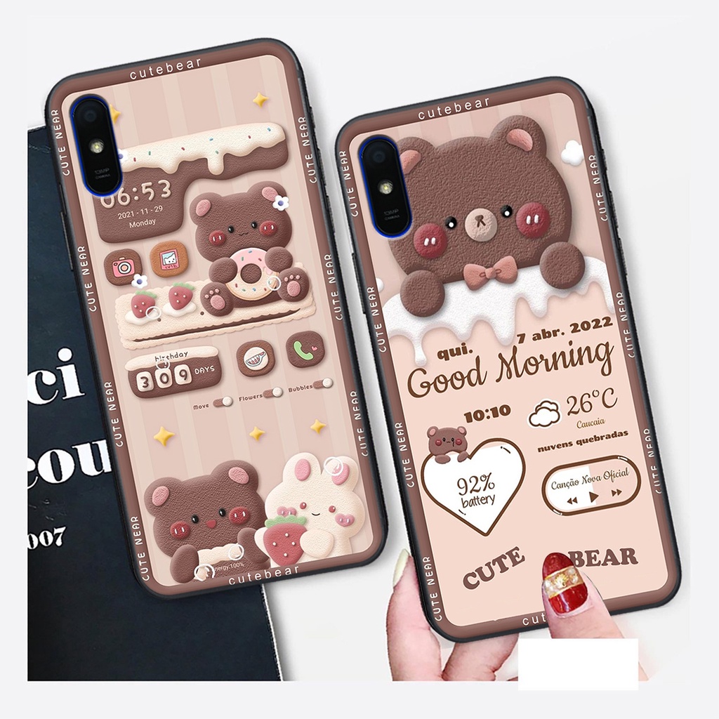 Ốp lưng Xiaomi REDMI 9A in hình Gấu nâu - hồng, Gấu Be@rick  cực CUTE, DỄ THƯƠNG