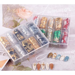 Foil Ren Giấy Bạc 10 Màu Trang Trí Móng