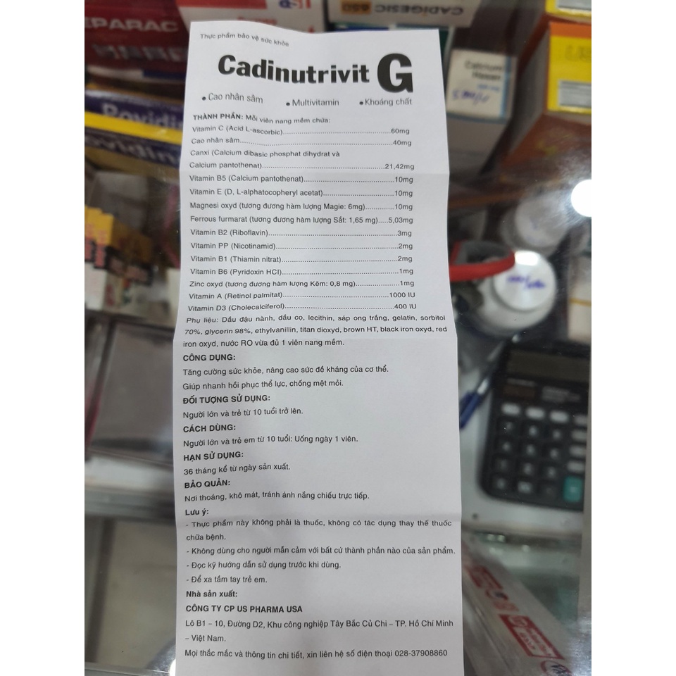 Cao Nhân Sâm - CADINUTRIVIT G - Vitamin và Khoáng Chất