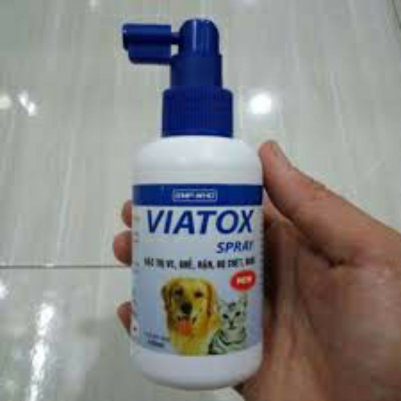 Thuốc Viatox đặc trị ve, ghẻ, rận, bọ chét, ruồi...diệt sạch ngoại ký sinh trung ở chó mèo... 100ml (thú cưng)