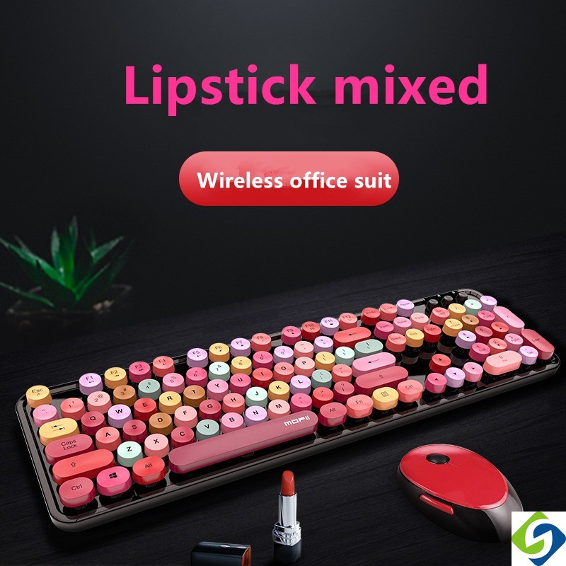 Ofii Bộ Bàn Phím Và Chuột Không Dây Hình Son Môi Màu Hồng macaron Tím Tím Phong Cách punk Cổ Điển Dành Cho Văn Phòng / Nhà Cửa
