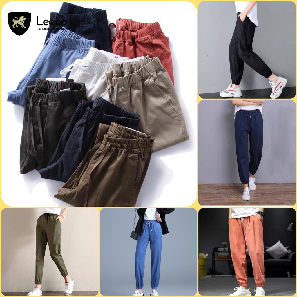 Quần Jogger nữ cạp chun bo gấu thể thao xuất dư LEENO | BigBuy360 - bigbuy360.vn