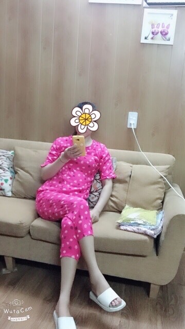 XẢ KHO- Bộ mặc nhà quần lỡ hoạ tiết chất thô đũi