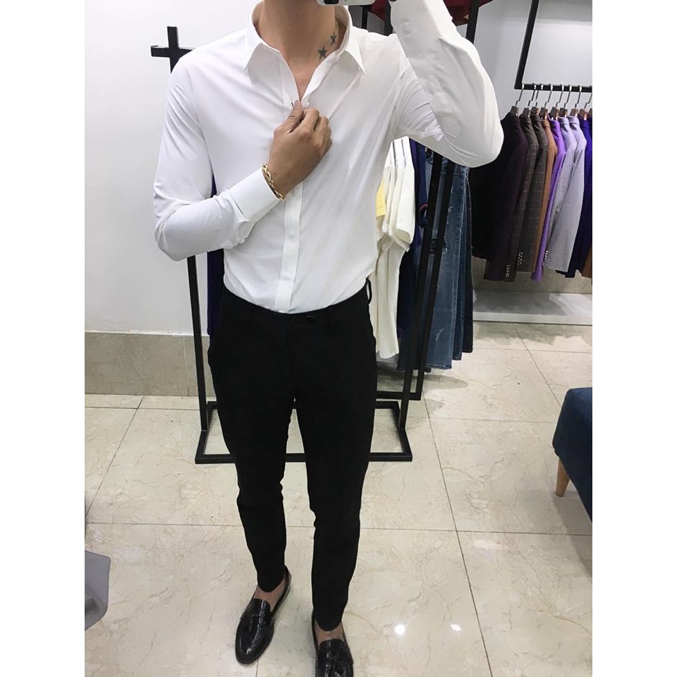 (COMBO X2) Áo sơ mi nam trắng dài tay vs Quần âu nam đen công sở | BigBuy360 - bigbuy360.vn