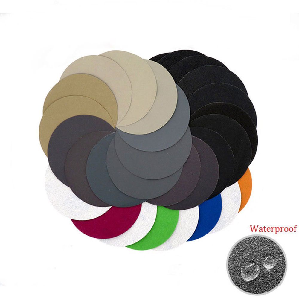 Set 5/ 10/ 20 đĩa chà nhám 5'' 125mm 60-10000 grit bằng silicon chống thấm nước tiện dụng