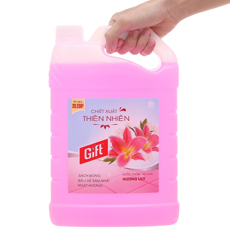 Nước Lau Sàn Nhà Gift Đậm Đặc Hồng Lily 3,8kg - thơm ngát hương hoa