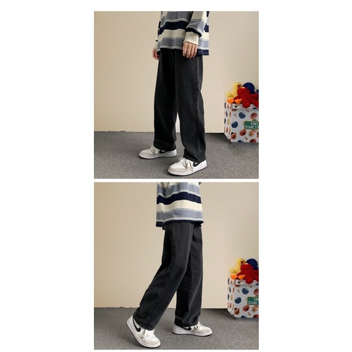 QUẦN BAGGY JEANS ỐNG RỘNG T-A-N DÁNG SUÔNG PHONG CÁCH HÀN QUỐC-QJTD-THỜI TRANG UNISEX-có size Nam Nữ ,màu đen