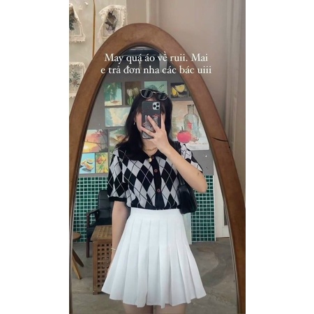 Áo len trám kẻ ô cổ bẻ | BigBuy360 - bigbuy360.vn