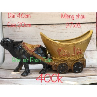 Tượng bonsai Trâu kéo vàng