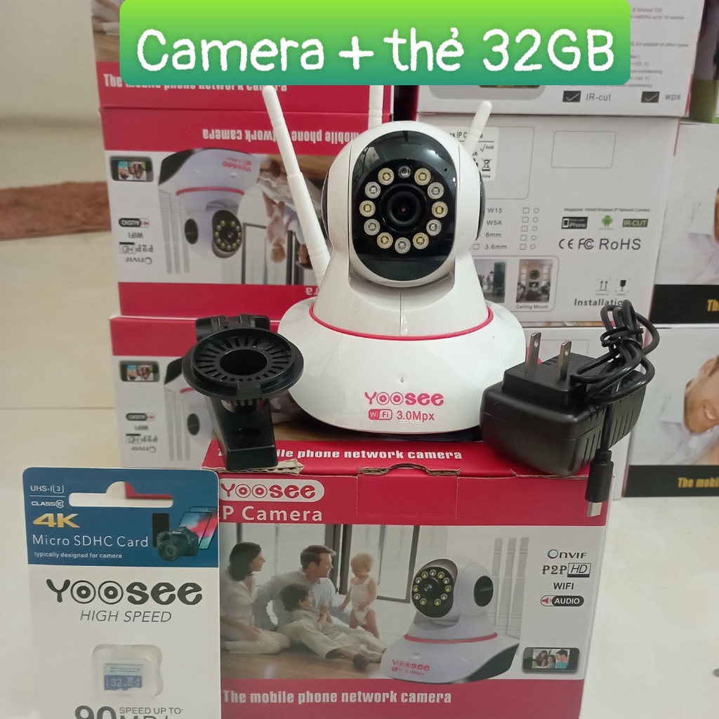 Camera yoosee 3 anten 2.0mp có màu ban đêm, FullHD 1080p, Đàm thoại 2 chiều