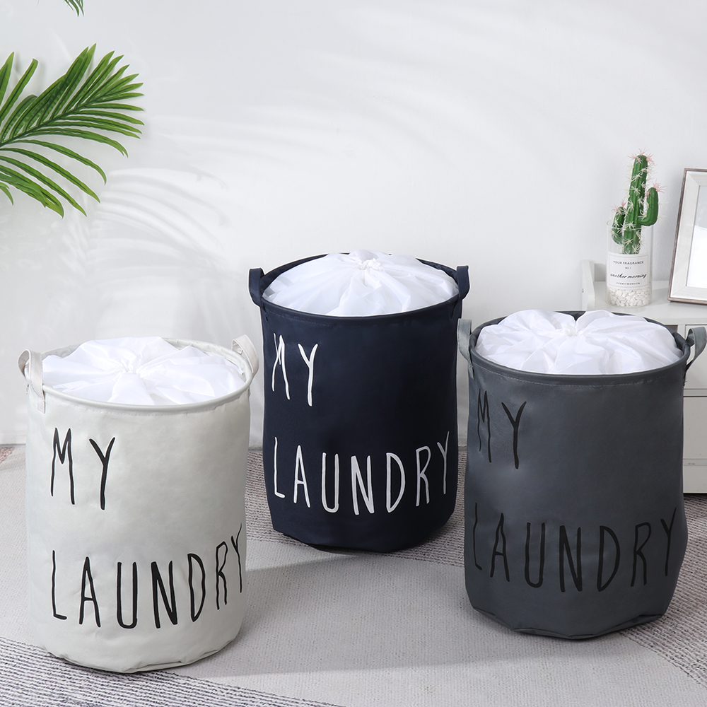 Giỏ Đựng Quần Áo Bẩn / Đồ Chơi Bằng Cotton Lanh Hình Tròn Nhiều Màu Sức Chứa Lớn Có Thể Gấp Gọn Tiện Dụng