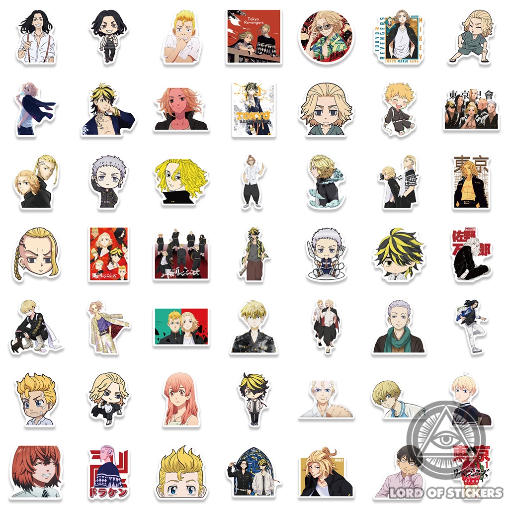 Set 100 Hình Dán Tokyo Revengers Anime Manga Sticker Chống Thấm Nước Trang Trí Mũ Bảo Hiểm, Ván Trượt, Laptop, Vali, Sổ