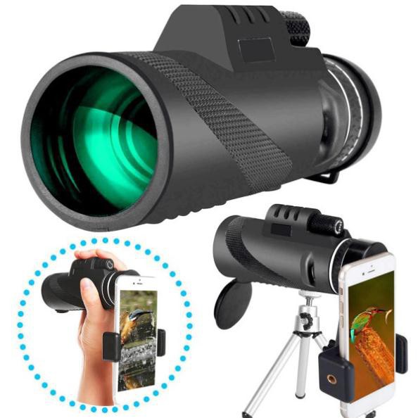 HÀNG CAO CẤP -  Ống nhòm một mắt Kính Viễn Vọng gắn điện thoại Zoom  50*60 Có Đèn Lazer Hồng Ngoại Hỗ trợ nhìn trong đêm