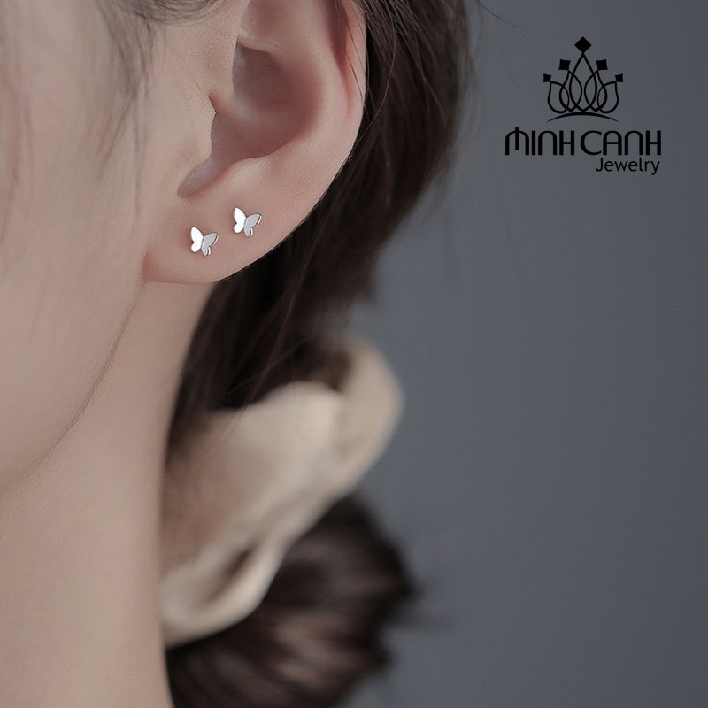 Bông Tai Bạc Nụ Hình Cánh Bướm - Minh Canh Jewelry