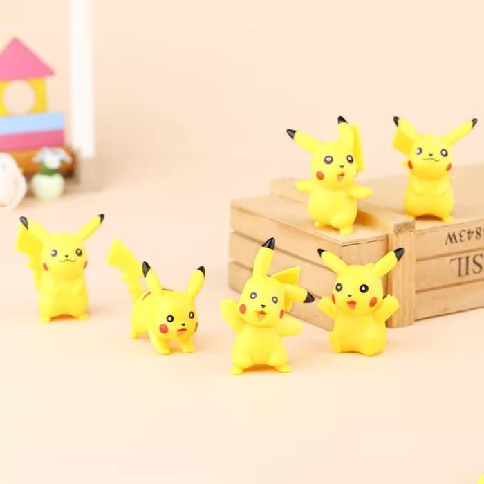 Set 6 Pikachu nhựa trang trí bánh kem, phụ kiện sinh nhật, đồ chơi cho bé, trưng bày