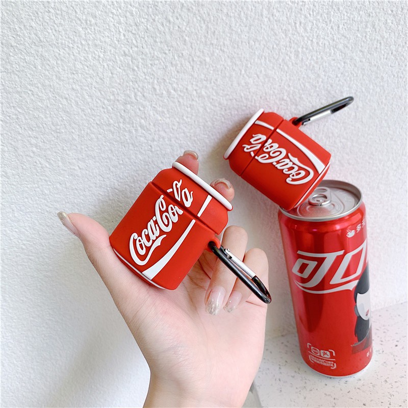Vỏ bảo vệ hộp sạc tai nghe hình lon coca độc đáo thích hợp cho Airpods 1/2