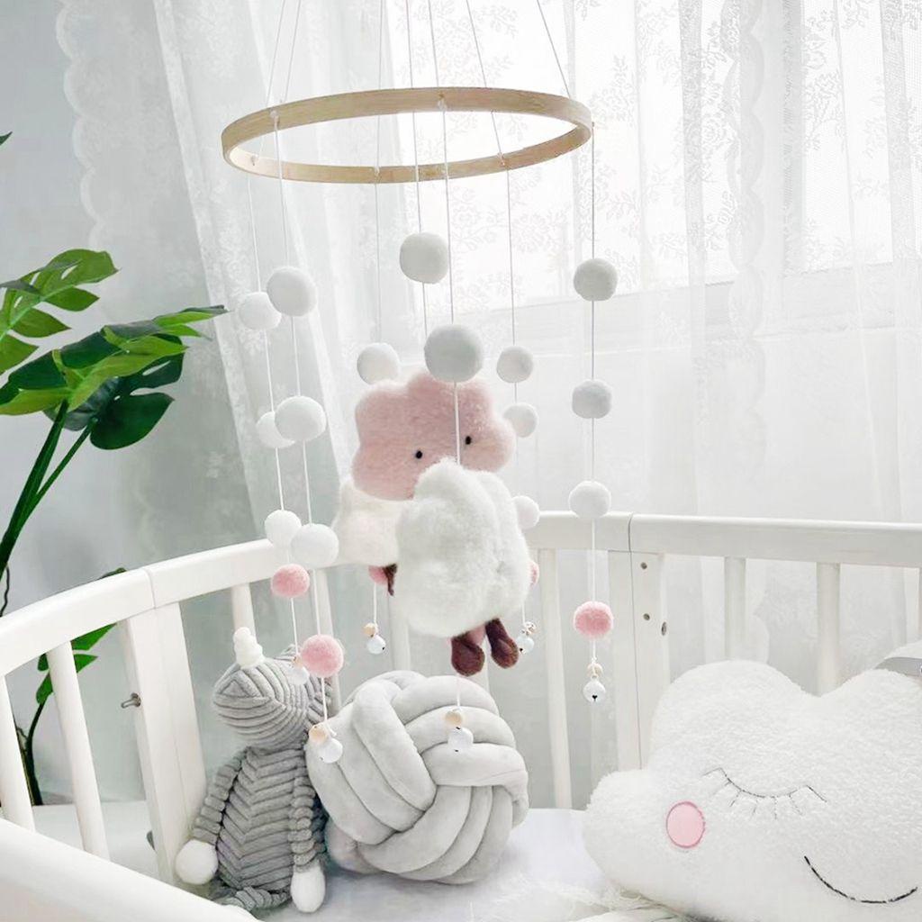 1 Bộ Chuông Gió Hình Đám Mây Bằng Vải Nỉ Dễ Thương Treo Trang Trí Phòng Bé