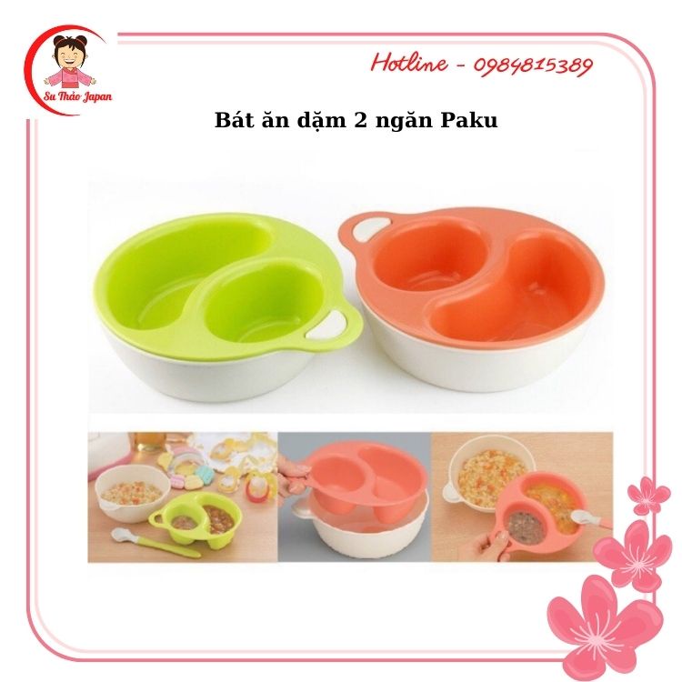 Bát ăn dặm xinh/Bát ăn dặm 2 ngăn Paku