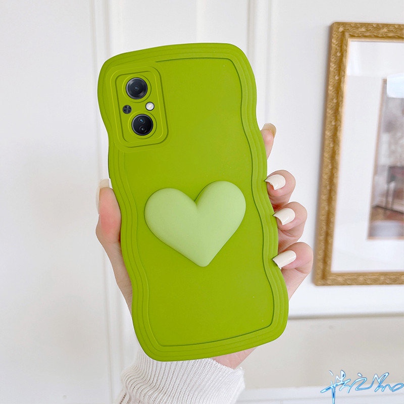 Ốp Điện Thoại Màu Xanh Lá 3D Cho OPPO Reno 7Z 2F 2Z 5 2 F11 A5S A12 F9 A53 A31 A9 A5 2020 A3S A12E A92 A52