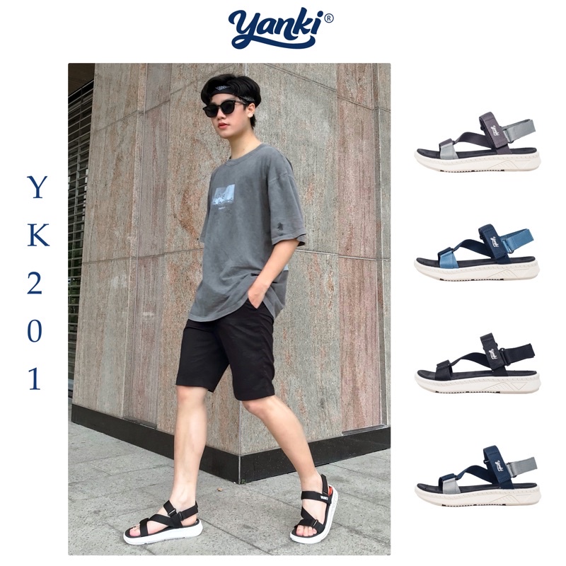 Sandal Nam Quai Chéo Thời Trang Thể Thao YANKI Streetstyle YK201 - Xám