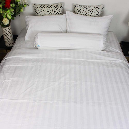 Bộ Drap Cotton Khách Sạn Homestay Trắng Sọc T300 dành cho giường 1m6 chất liệu xịn từ Thắng Lợi