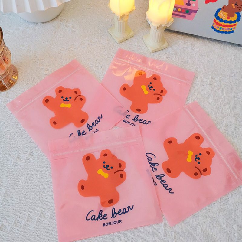 Set 100 Túi Zip Bằng Nhựa Họa Tiết Hoạt Hình Dễ Thương