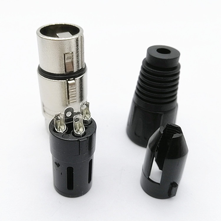 Jack Canon XLR cái vỏ nhôm màu bạc chân hàn